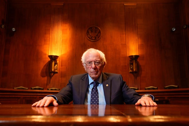 Photo of Sen.  Bernie Sanders on Capitol Hill in the Health, Education, Labor and Pensions committee hearing room on Wednesday, May 1, 2024. Jack Gruber, USA TODAY NETWORK